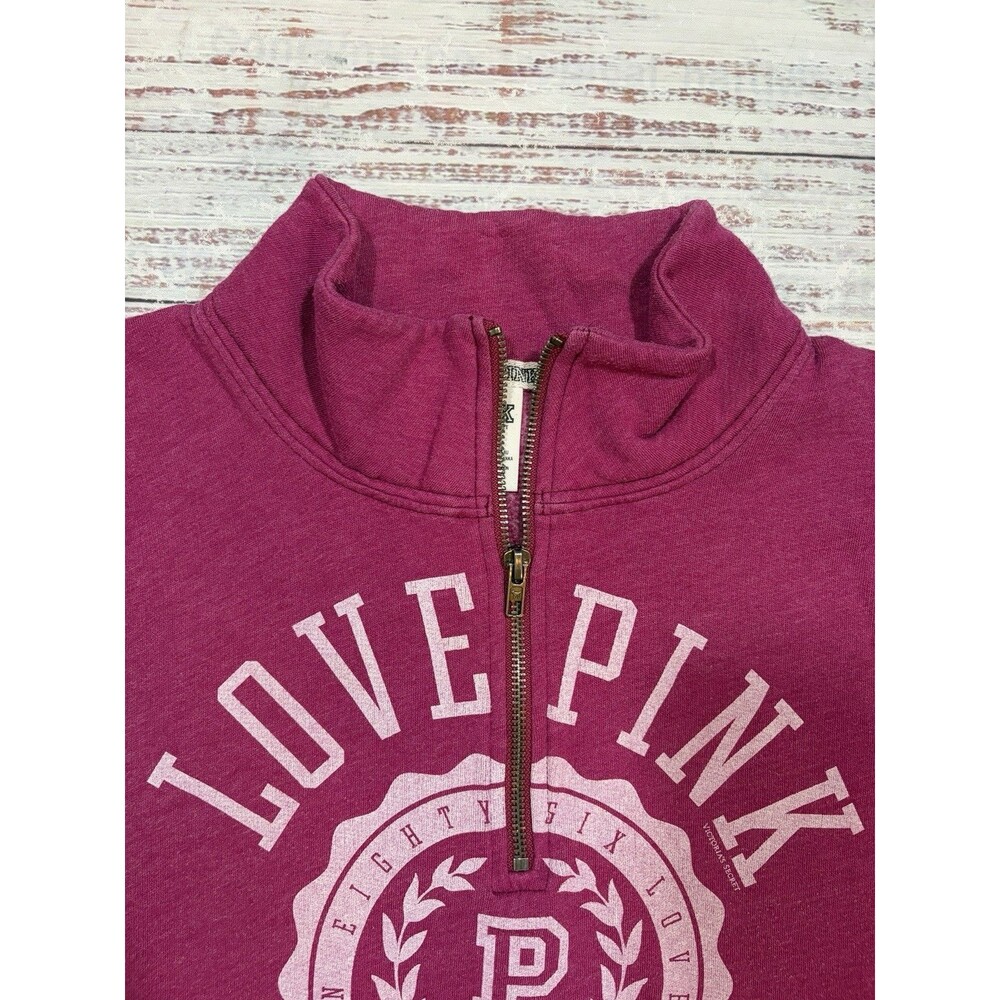 Victoria's Secret Pink Womens Pink 1986 Pullover Sweatshirt Large KangarooPocket - Picture 4 of 10